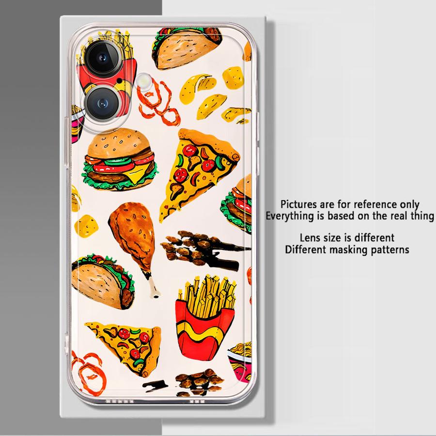 Case for iPhone 17 Pro Max Air 14 Plus 7 8 XS Max 13 Pro XR 16 11 12 Mini 15 Soft Phone Cover Gourmet Burger