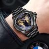 FORSINING Mechanical Wristwatch Triangle Racing Dial Waterproof Gold Skeleton Dial Automatic Movement Leather Design Men Black L Classic
