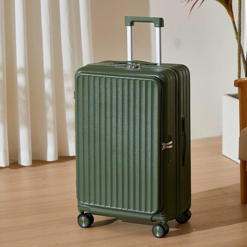 Military Green Retro Suitcase with Silent Wheels – Unisex 20-Inch Large Capacity Trolley