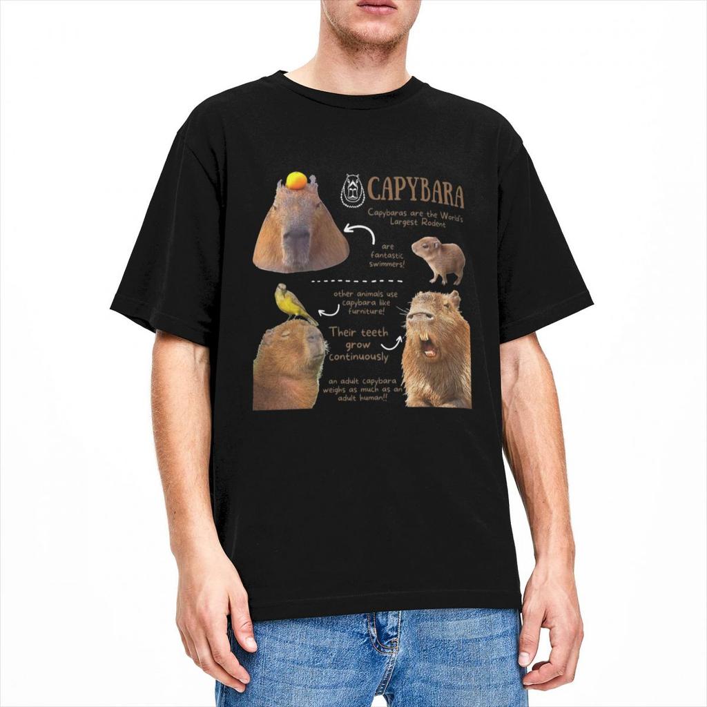 Crazy Capybara Fun Facts T-Shirts Men Women Cotton Cute Capybaras Tees Shirt Gift Idea Clothes