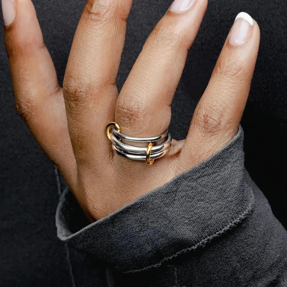 High Grade Stainless Steel Stackable Plain Band Rings, Simple Linked Finger Rings, Fashion Daily Gift for Women