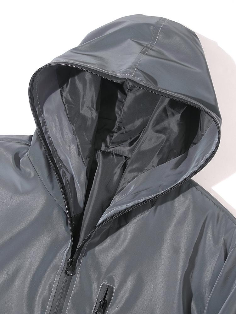 Men's Iridescent Reflective Hooded Windproof Jacket - Trendy Loose Fit, European & American Sizes