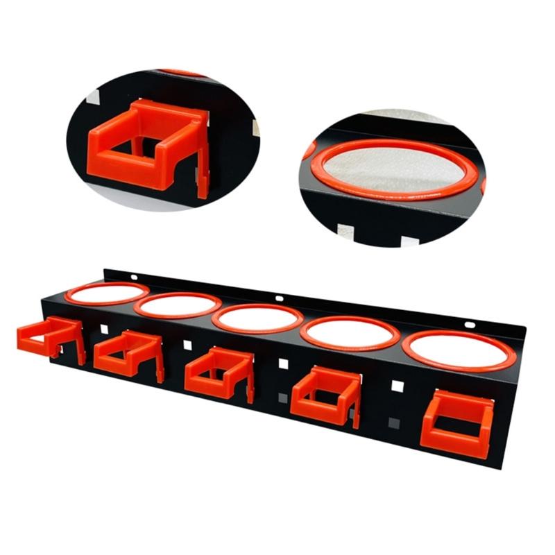 Wall Mount Sprays Bottle Organizers with 5 Hook Vehicle Care Tool Rack Sprays Can & Bottle Bracket for Garage Cleaning Tool