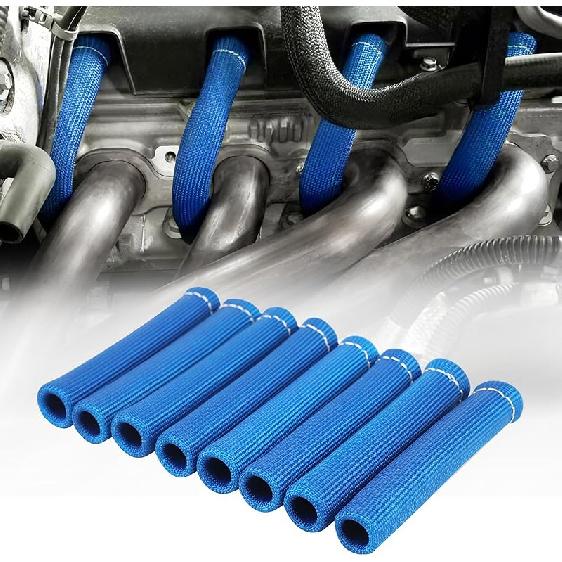 Spark Plug Wire Heat Shield Sleeve 2500° Spark Plug Boot Protector Boots Wrap For SBC BBC 350 454 8PCS Plug Wire Covers