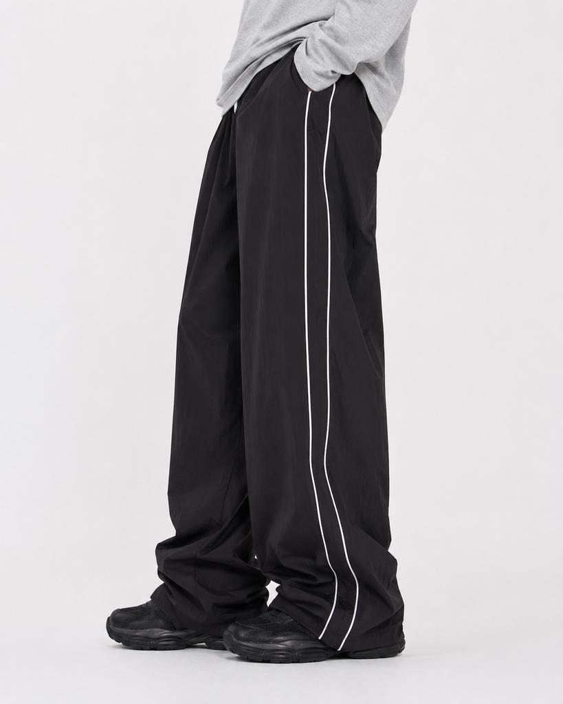 TOFFEE Piping Line Track String Pants (Black)