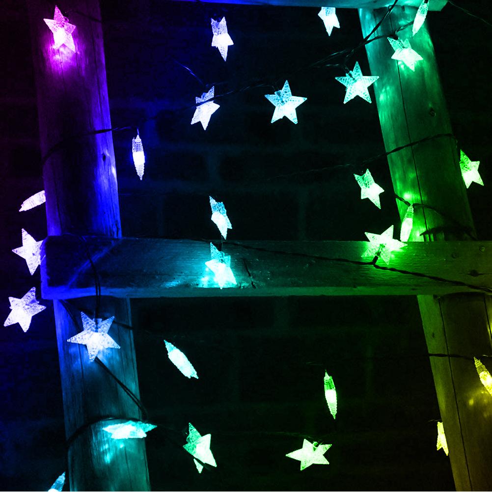 Solar Star String Lights Outdoor Waterproof Plug Free Christmas LED Garden Decorative Lights