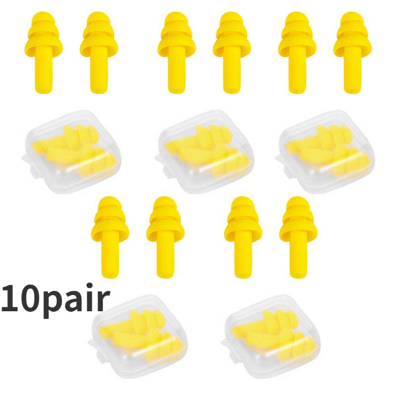 10Pairs Silicone Earplugs Noise Reduction Comfort Earplugs Soft Waterproof Swimming Waterproof Insulation Cancelling For Sleep