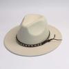 New European and American hot-selling belt jazz denim top hat European and American men's and women's multi-color stage hat woolen felt hat