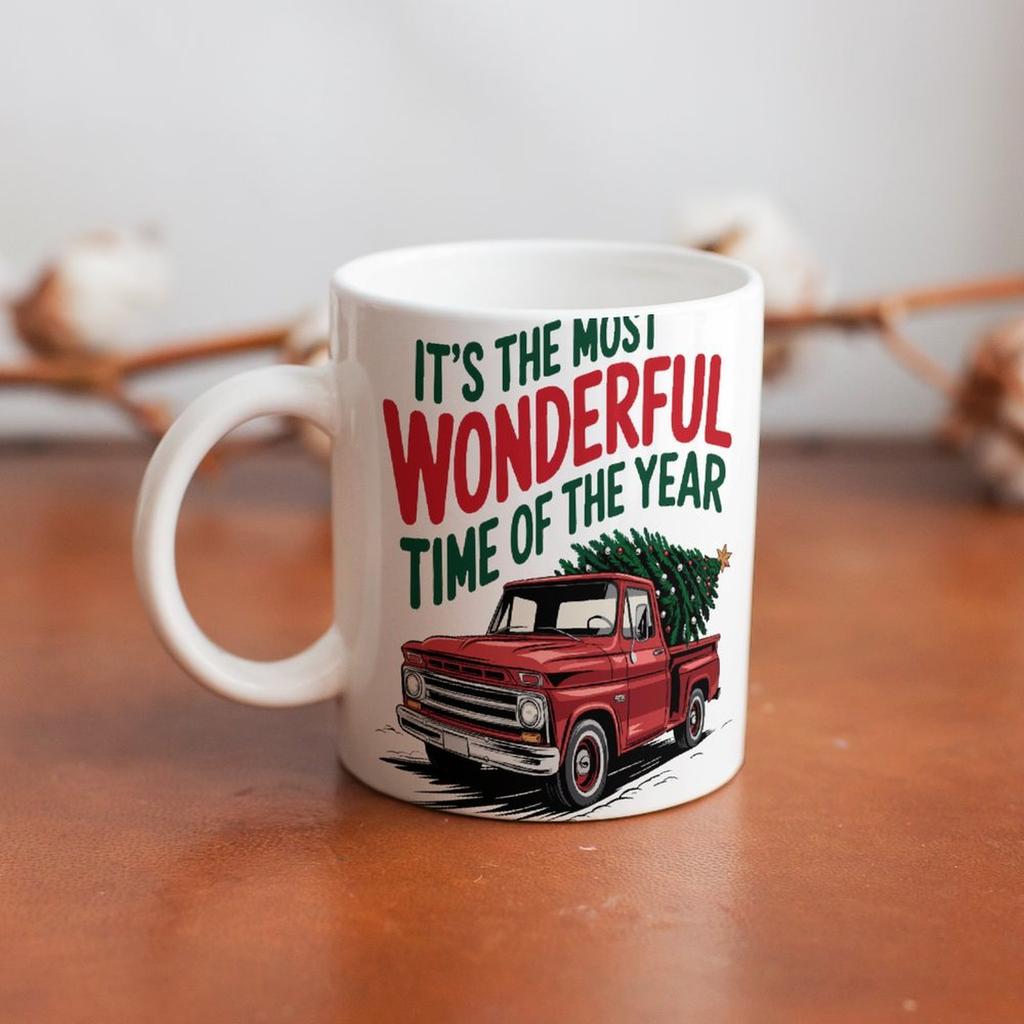 1pc 11oz blank ceramic coffee mug, double-sided printed cup for office team use, glossy white surface, stable base, practical daily drinkware