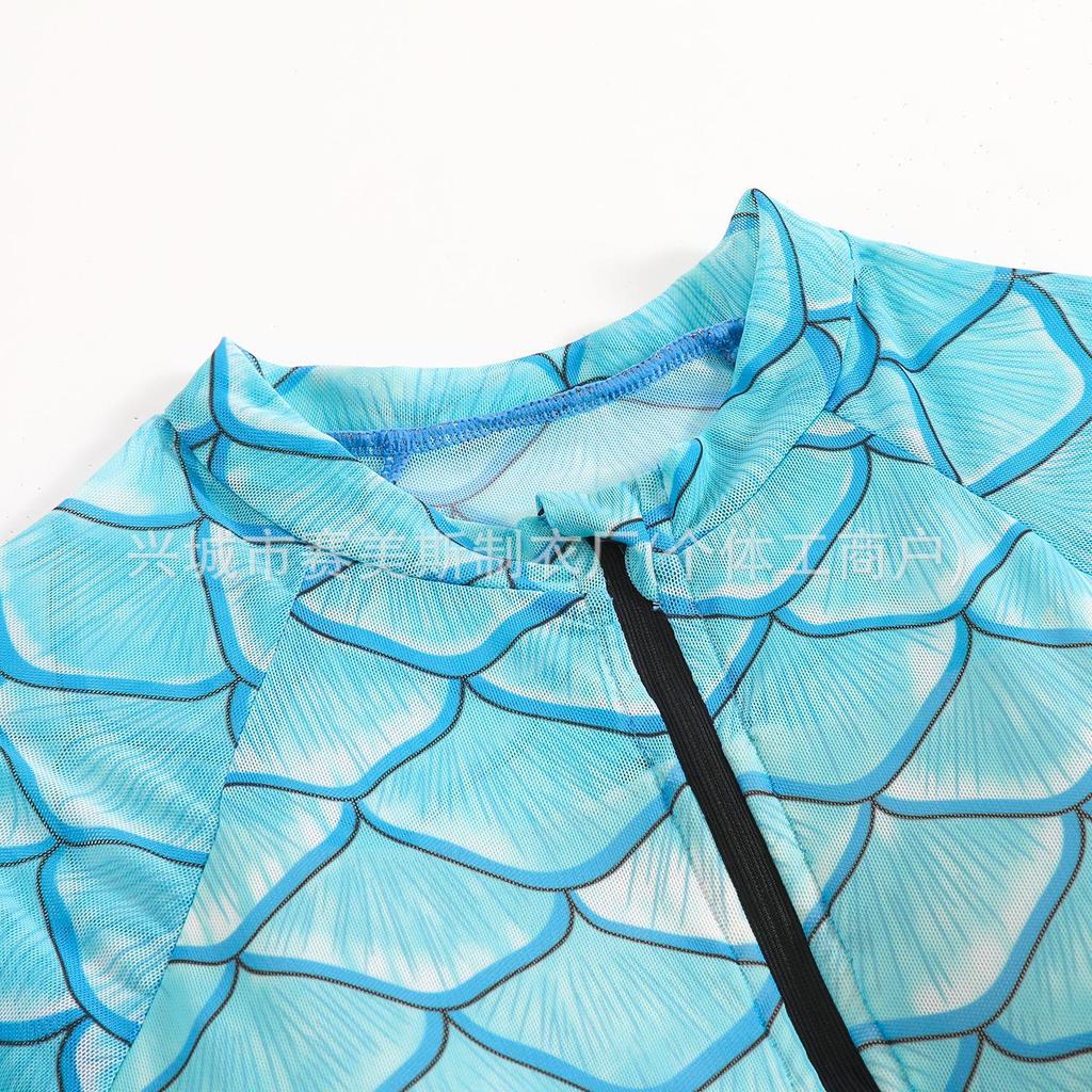 Russian Fish Scale Mesh Long Sleeve Swimsuit