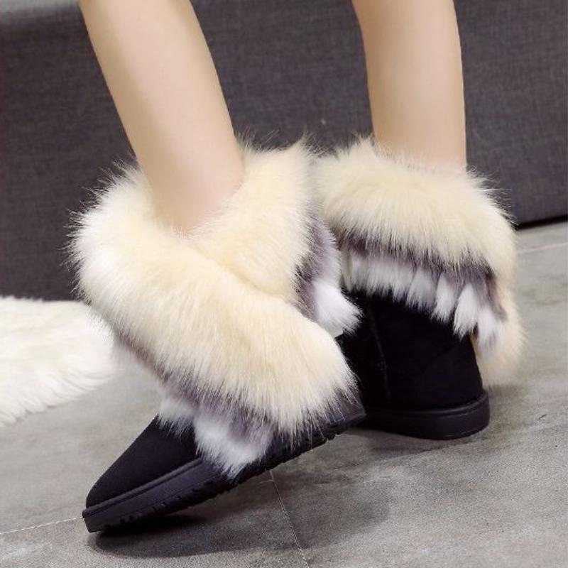 Fashion Winter Round Toe Plush Mid Calf Furry Snow Boots for Women High Quality Hot Woman Shoes Non Slip Lamb 2025 New in Y2k Footwear