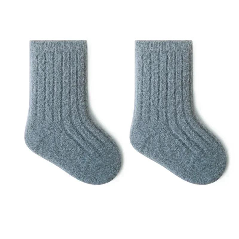 Podzim Zima Nové Dětské Ponožky Zesílený Samet Froté Novorozený Chlapec Dívka Teplé Podkolenky Jednobarevné Pletené Kojenecké Dětské Středně Vysoké Ponožky