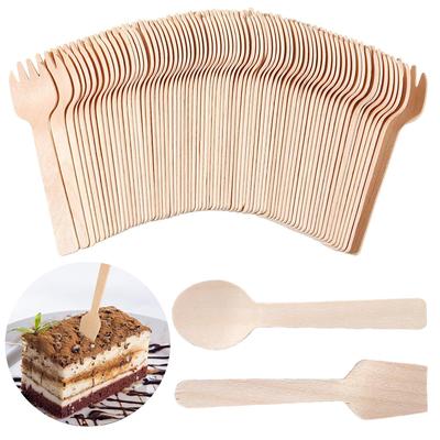 100 Stück Einweg Mini Holzlöffel Obst Dessert Gabeln Löffel Eis Löffel Westliche Hochzeitsfeier Geschirr Küchenzubehör