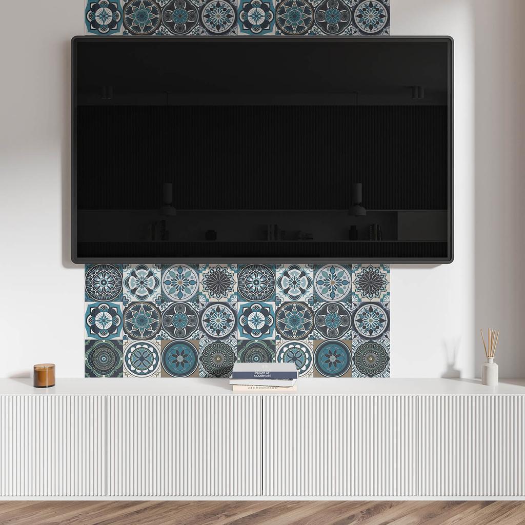 Vinyl Wall Panel for Modern Interior Decoration 120x60 Cm Mosaic Checkered Patterns
