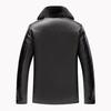 Men Coat Faux Fur Lapel Long Sleeve Faux Leather Jacket Thickened
