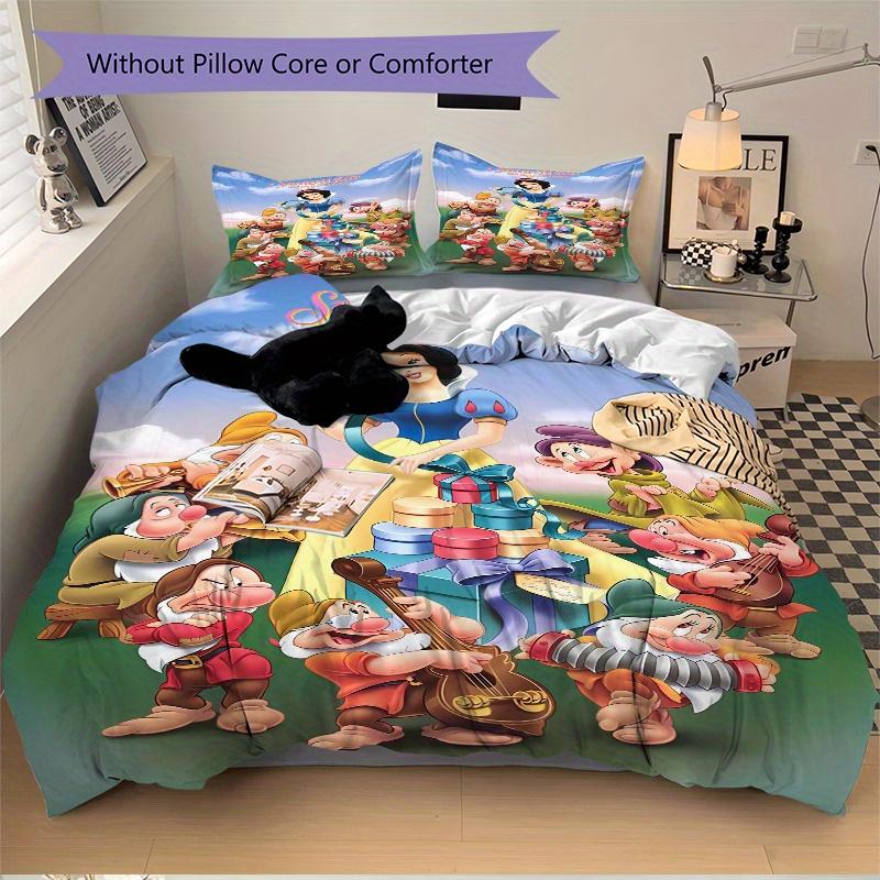 3pcs Snow White and the Dwarfs At the Carnival Printed Bedding Set, Soft and Comfortable Quilt Cover for Bedroom, Guest Room S089