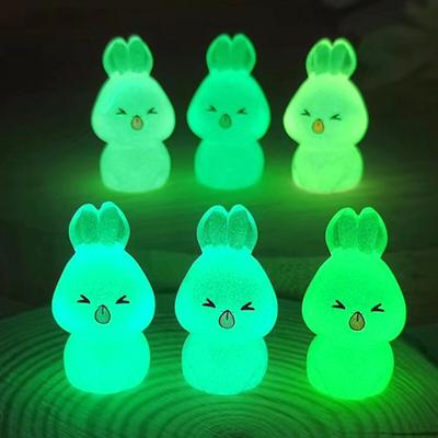 6ks svítící minipryskyřice Králíci Palubní deska Hračky Panenky Figurky Domů Zahrada Dekorace Kreslený Roztomilé ozdoby do auta Dárky