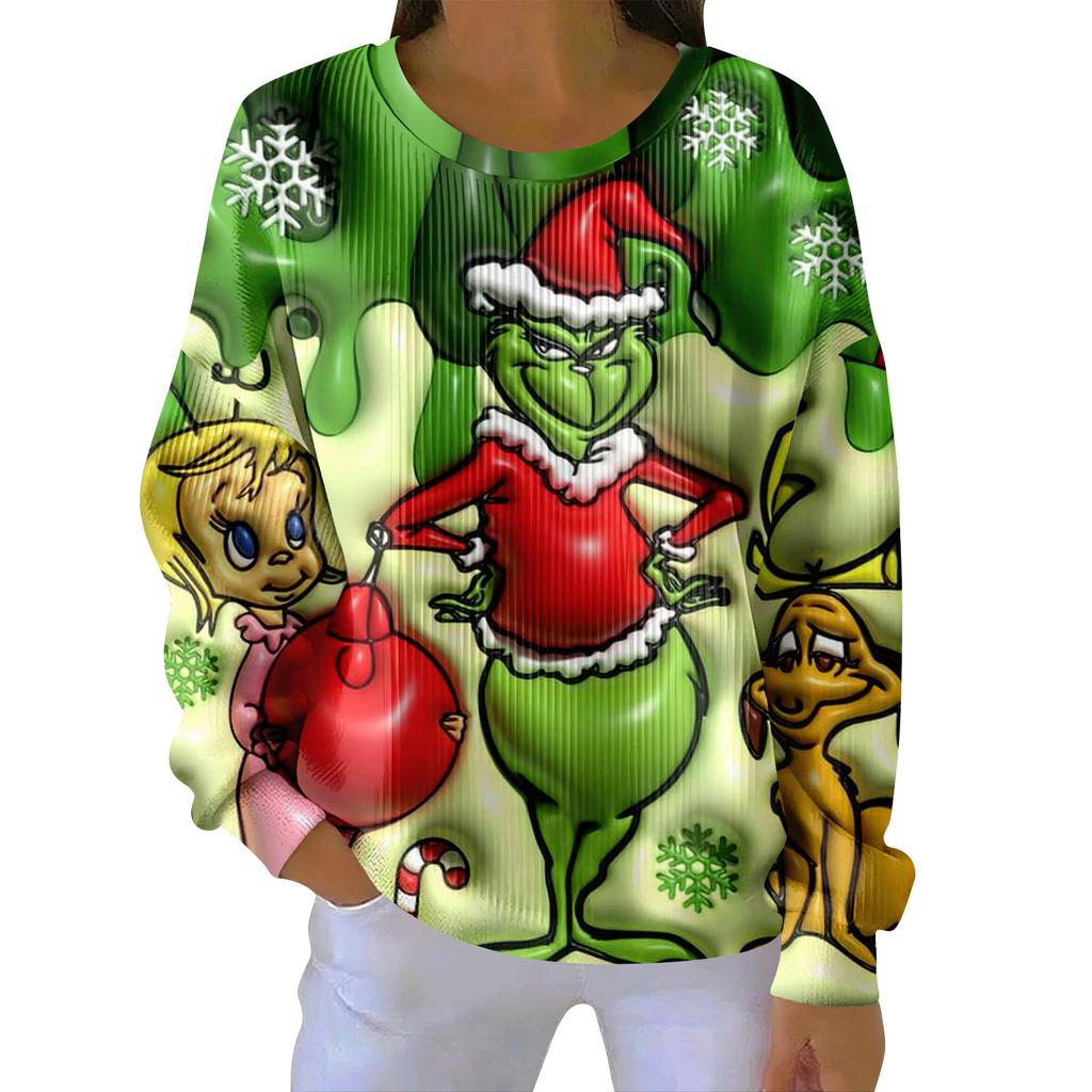 Women's Loose Comfortable Casual And Fashionable Round Neck Pattern Long Sleeved Sweatshirt