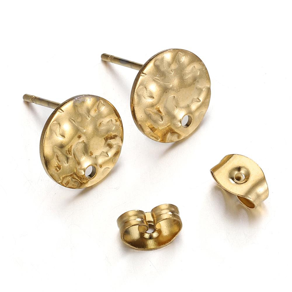 5Pairs Stainless Steel Embossing Round Ear Studs Ear Plug Set Earring Posts Back Stoppers Earrings Piercing DIY Jewelry Making