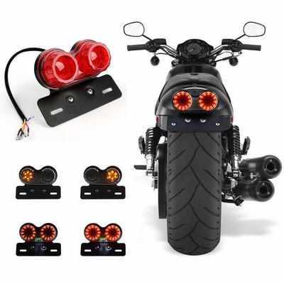 1pc LED Dual Tail Turn Signal Brake License Plate Tail Light For Motorcycle Bobber