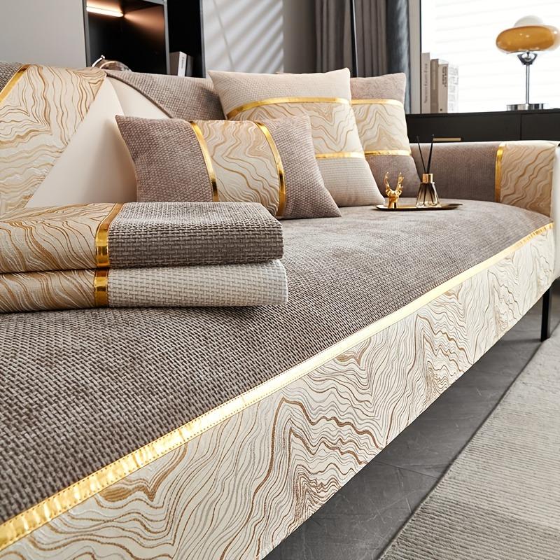 Light Luxury Chenille Sofa Cover For Living Room Pets Kids Sofa Towel Mat Solid Color Non-Slip Couch Cushion Slipcover