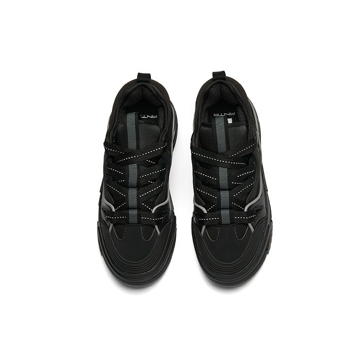 Anta Aotu Bread Shoes Thick Sole Non-Slip Low-Top Skate Shoes Women sneakers Black 922238060-1