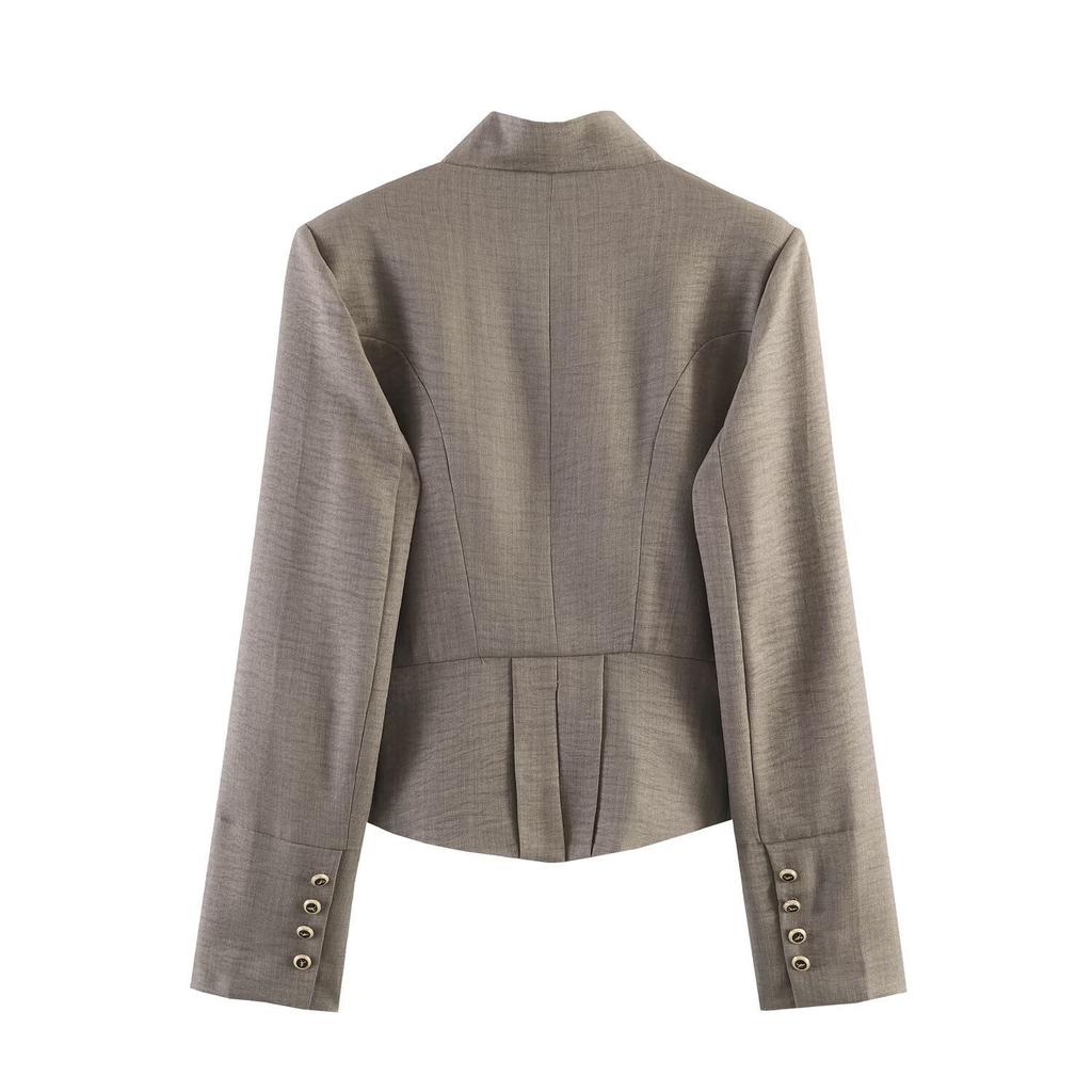 2026 summer new European and American cross-border women's clothing fashion flip buckle trim blazer w021 83067