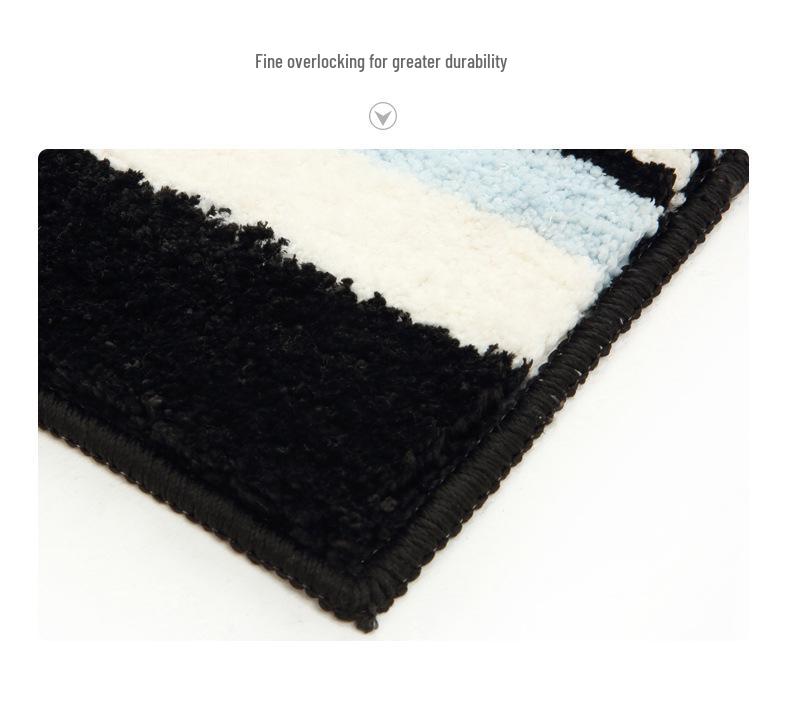 Nordic Style Black & White Striped Non-Slip Bedroom Rug - Wear-Resistant Long Floor Mat for Living Room
