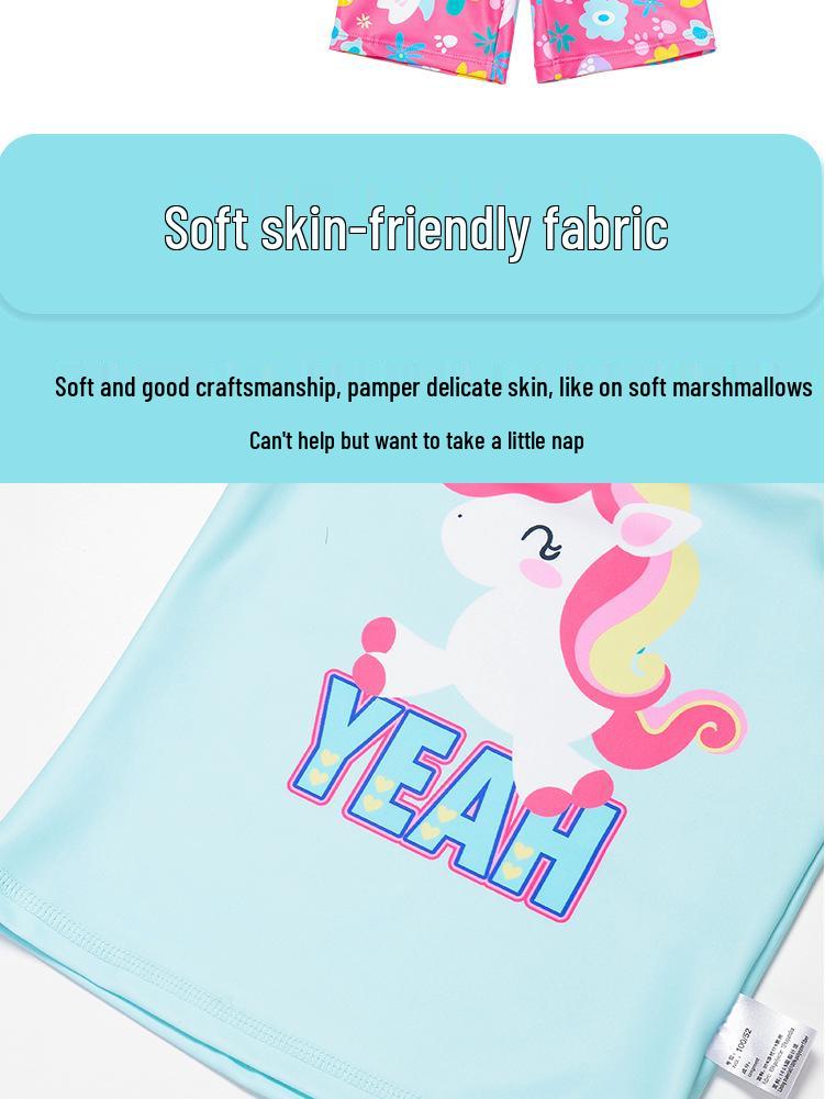 Girls' Three-Piece Swimsuit Set: Short-Sleeved and Sleeveless Tops with Fly Sleeves