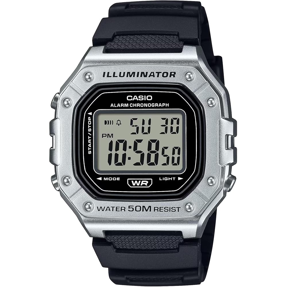 Casio W-218HM-7A Металлический Серебристый Легкие Водонепроницаемые Унисекс Квадратные Цифровые Часы