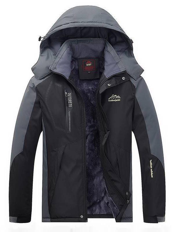 Men's Winter Fleece-Lined Windbreaker: Outdoor Windproof Warm Cotton Jacket, Plus Size for Mountaineering and Fishing.