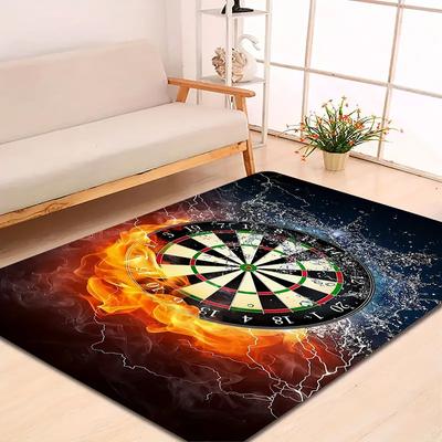 Dartscheiben-Bereichsteppiche Feuer-Wasser-Design Geboren zum Spielen Champion-Thema Spielzimmerteppiche für Man Cave Dekor