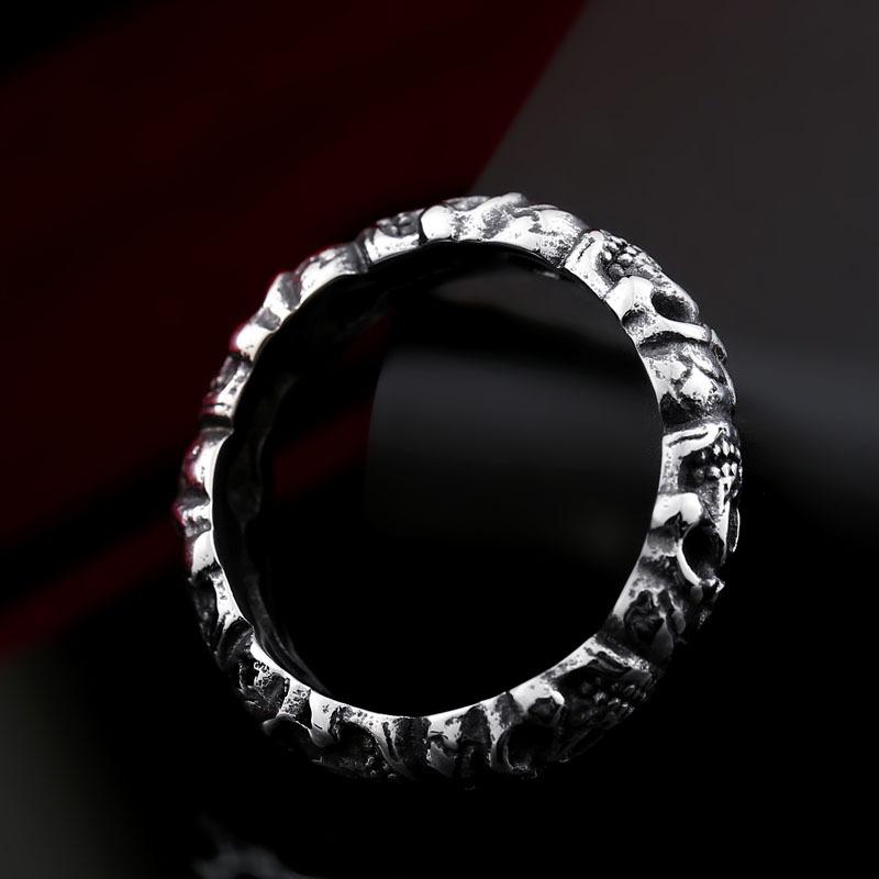 Titanium Steel Skull Head Ring Punk Style Fashion Jewelry