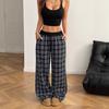 Loose Relaxed Fit Straight Cut Pinstripe Patchwork High Waist Draped Casual Athletic Pants