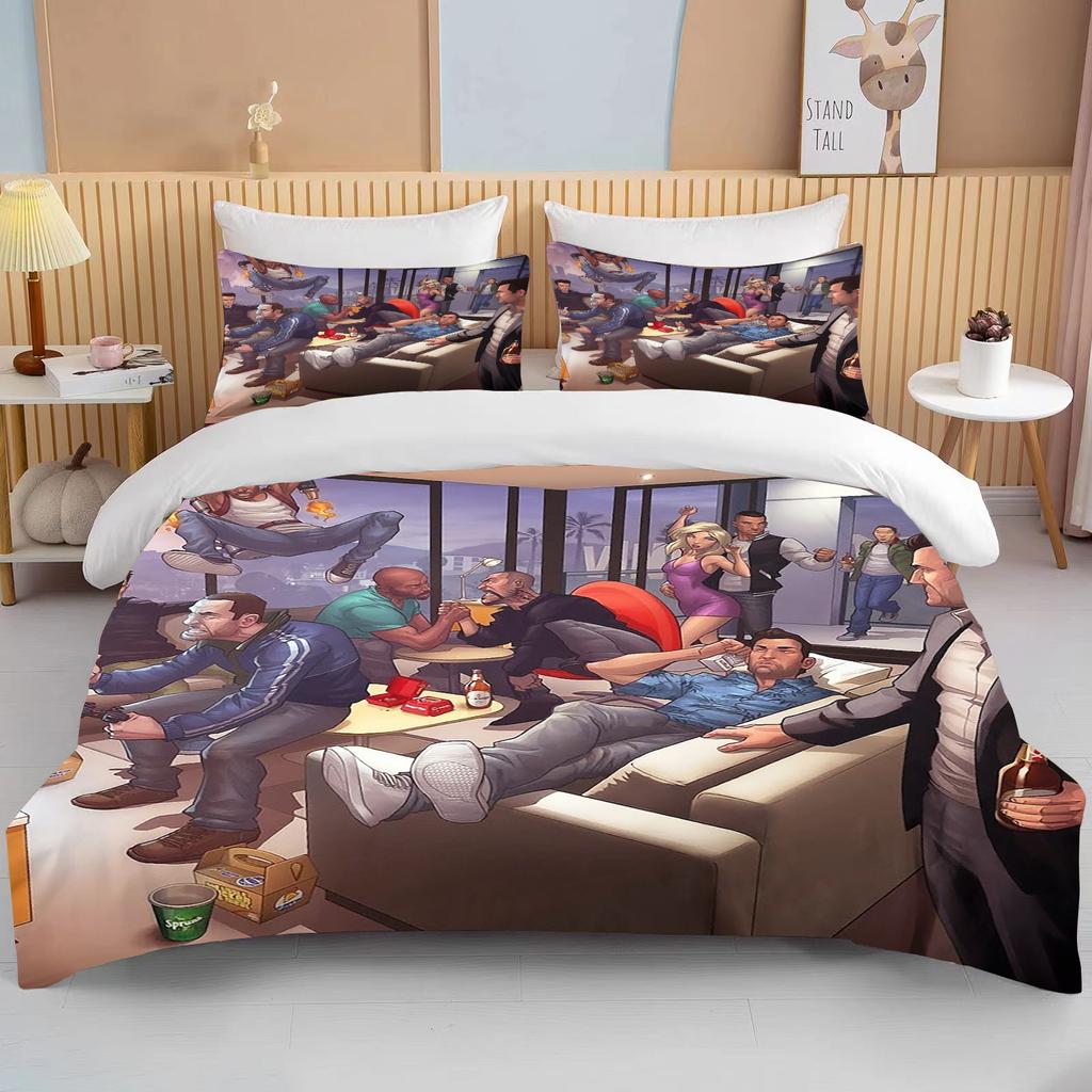 10 Größen 3D Spiel GTA V Bettwäsche-Set Cartoon Bettbezüge Grand Theft Auto Bettwäsche Bettzeug mit Kissenbezug Dropshipping