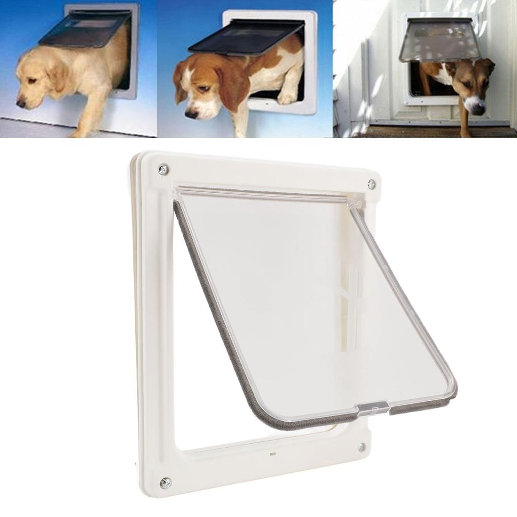 Pet Flap Door Noiseless 2 Way Weather Resistant Interior Exterior Cat Dog Door for Pet Crate Enclosure
