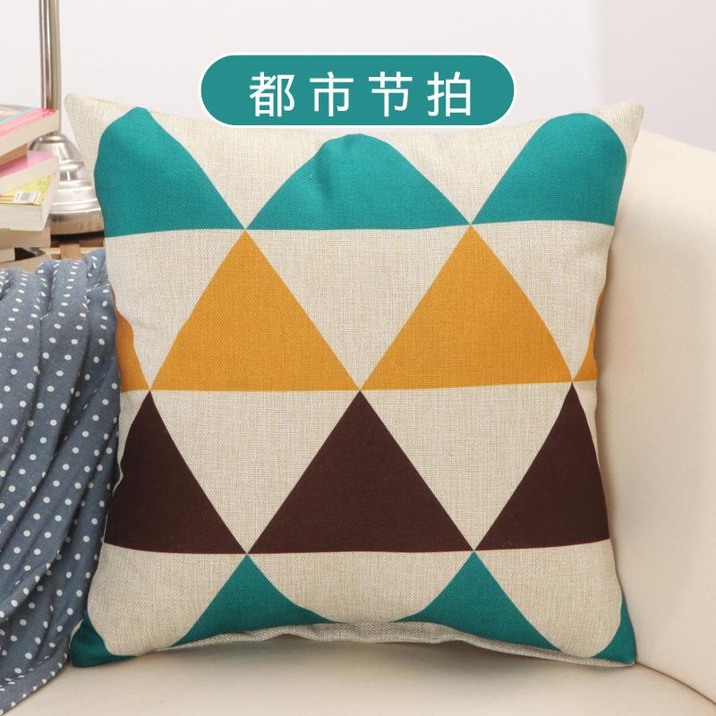 Geometric Floral Cushion Flowers Yellow Geometry Decorative Pillows Linen Pillowcas Home Decoration for Sofa Countryside