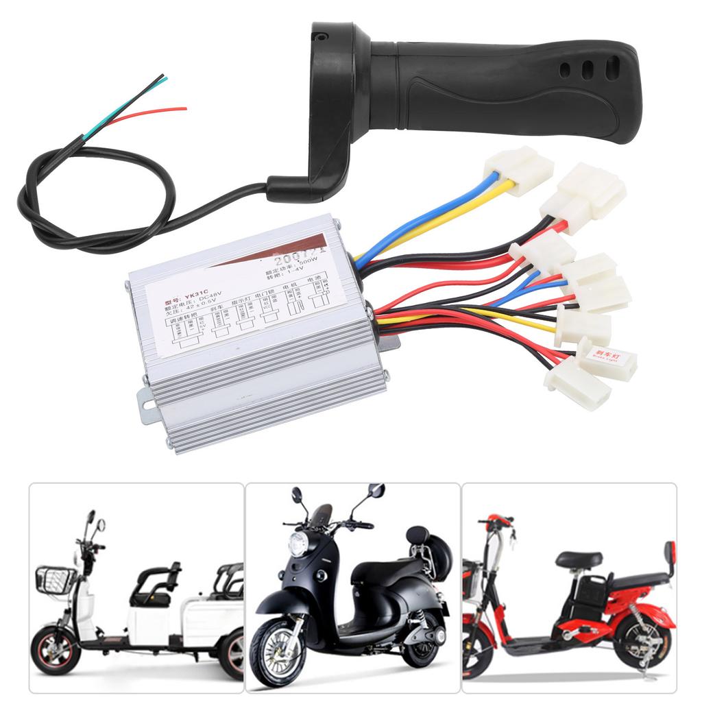 48V 500W Brush Controller Short Cable Thumb Throttle Grip Electric Bicycle Handlebar Set
