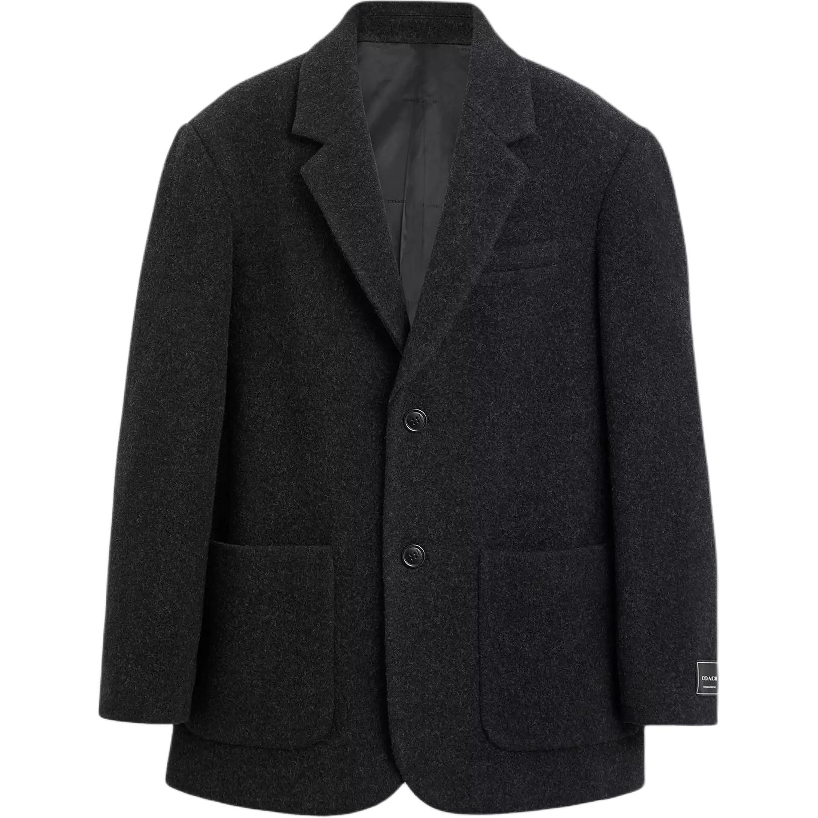 

Coach Relaxed Wool Blazer Single-Breasted Solid Color Long Sleeve Suit Men blazers Charcoal CU454-CHR M