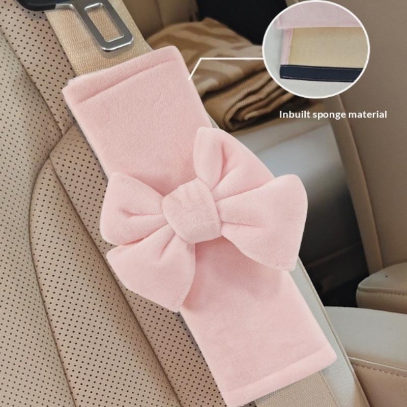 Universal Bowknot Car Seat Belt Shoulder Pad Ice Silk Safety Belt Cover Protective Interior Accessories For Women