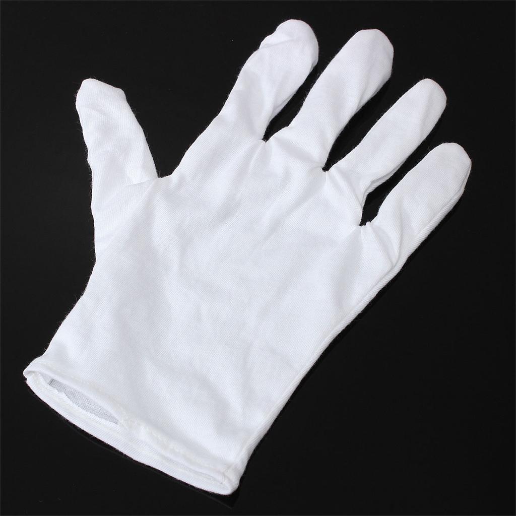 12 Pairs White Cotton Work Gloves Reusable Inspection Gloves for Handling