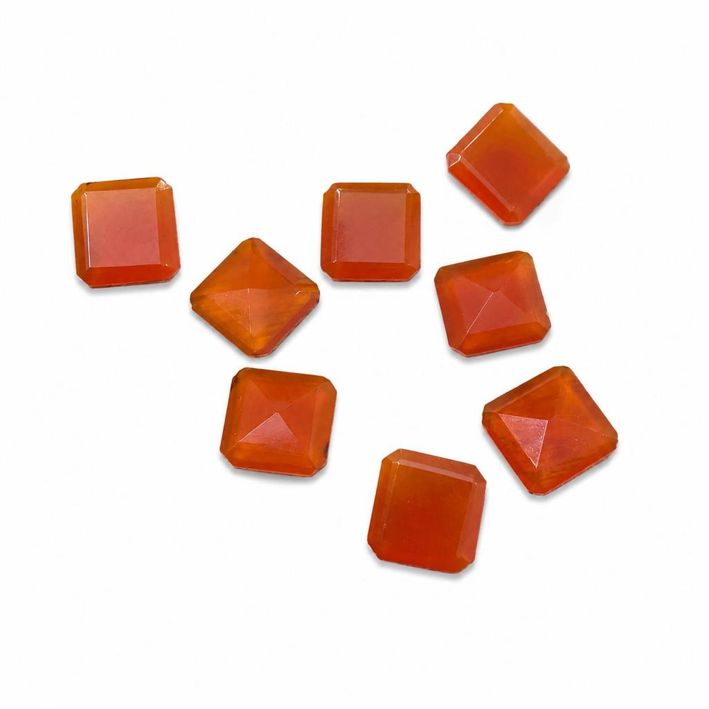 Natural Carnelian Emerald Cut Cabochon Lot, AAA Carnelian Loose Gemstones, Orange Red Emerald Cut Stones for Jewelry Making