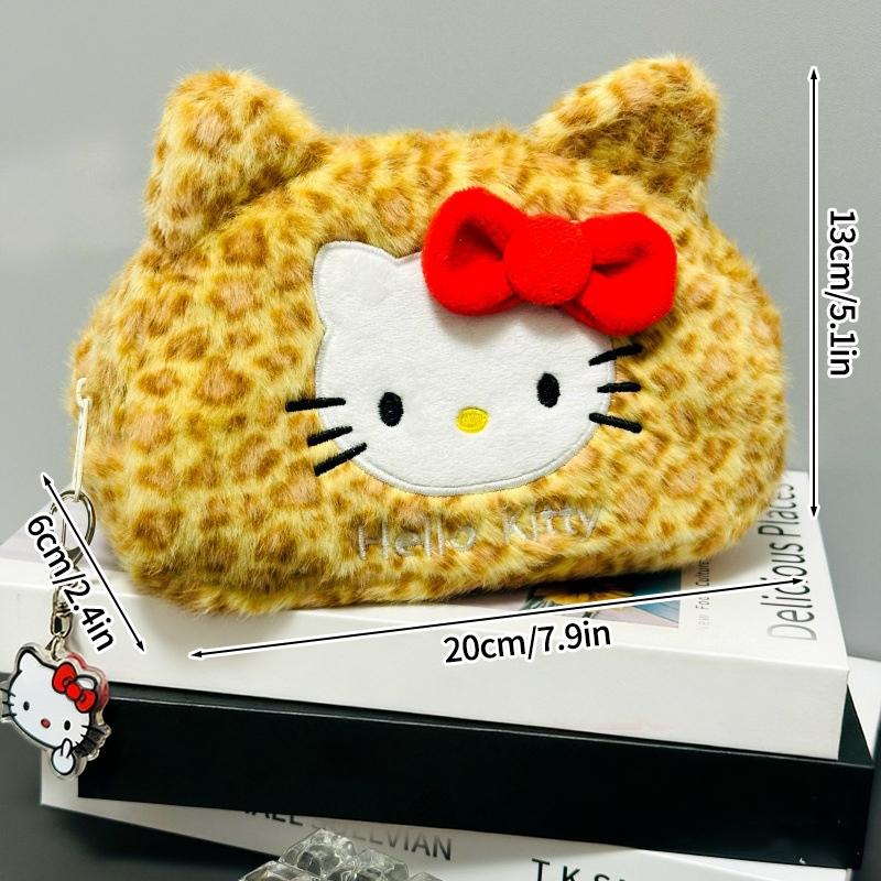 Hello Kitty Pencil Case Large Capacity Plush Pen Holder Hello Kitty Storage Bag Makeup Bag Cosmetics Pouch Desk Organizer Bag