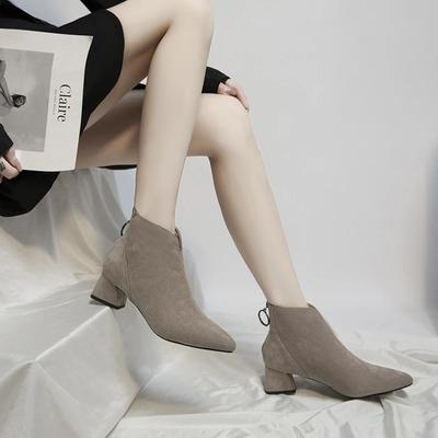 Women's Shoes 2024 High Quality Ankle Women's Boots Fashion Back Zip Office and Career Sexy Pointed Toe Solid Shoes for Women