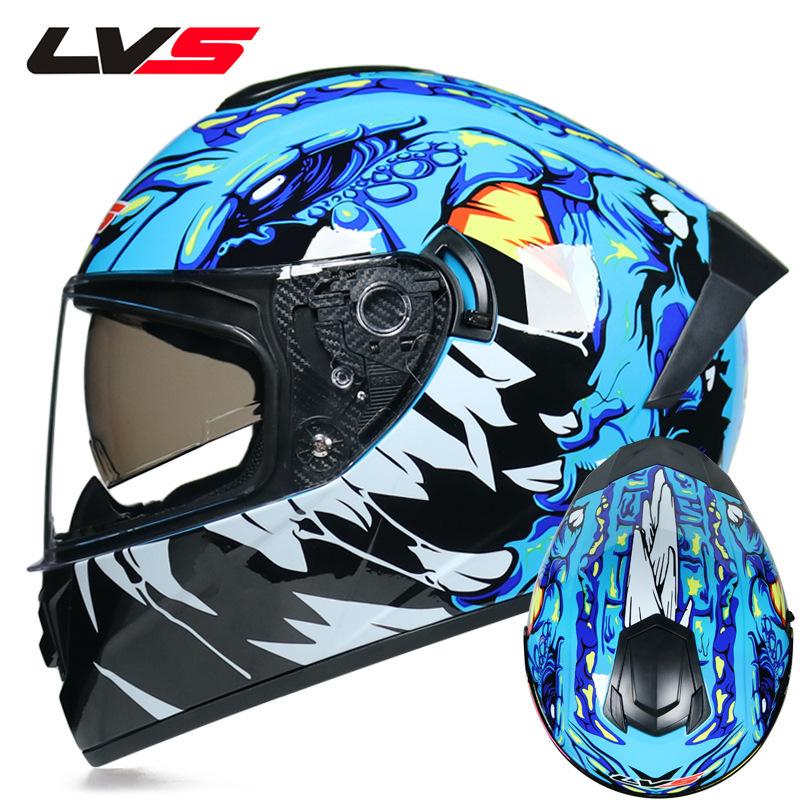 Imitation Street Car Helmet Men's Motorcycle 3C Electric Vehicle Full Helmet Autumn and Winter Knight Double Mirror Riding