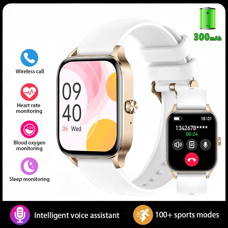 

2025 Новые модные смарт-часы для женщин 1,85” HD экран Настраиваемый циферблат часов Монитор женского здоровья Часы Bluetooth звонки Спортивные смарт-часы White silicone