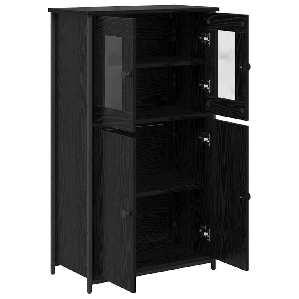Highboard in Black Oak Look 62 x 32 x 106.5 cm Particleboard