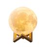 Moon Night Lamp USB Rechargeable Dual Colors Lighting Moon Light Ball with Wooden Stand for Home Bedroom 8cm
