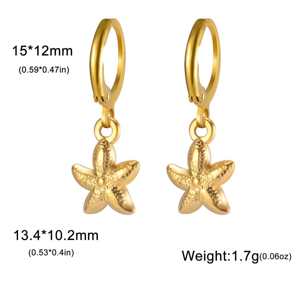 Heart Shaped Starfish Sun Pendant Hoop Earrings For Women Fashion Jewelry Gift