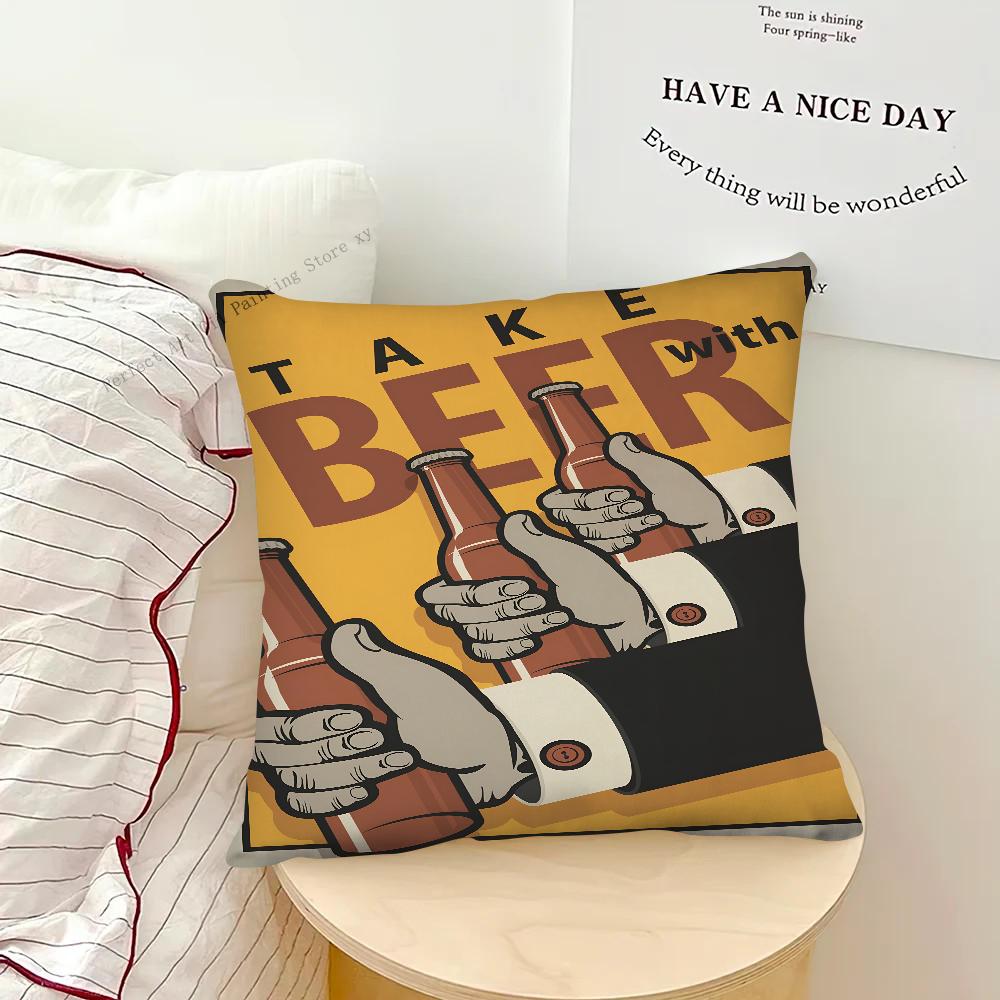 Beer Cigarette Coffee Pillow Case Square Pillow Bedroom Sofa Leisure Comfort Cushion Car Living Room Home Decoration